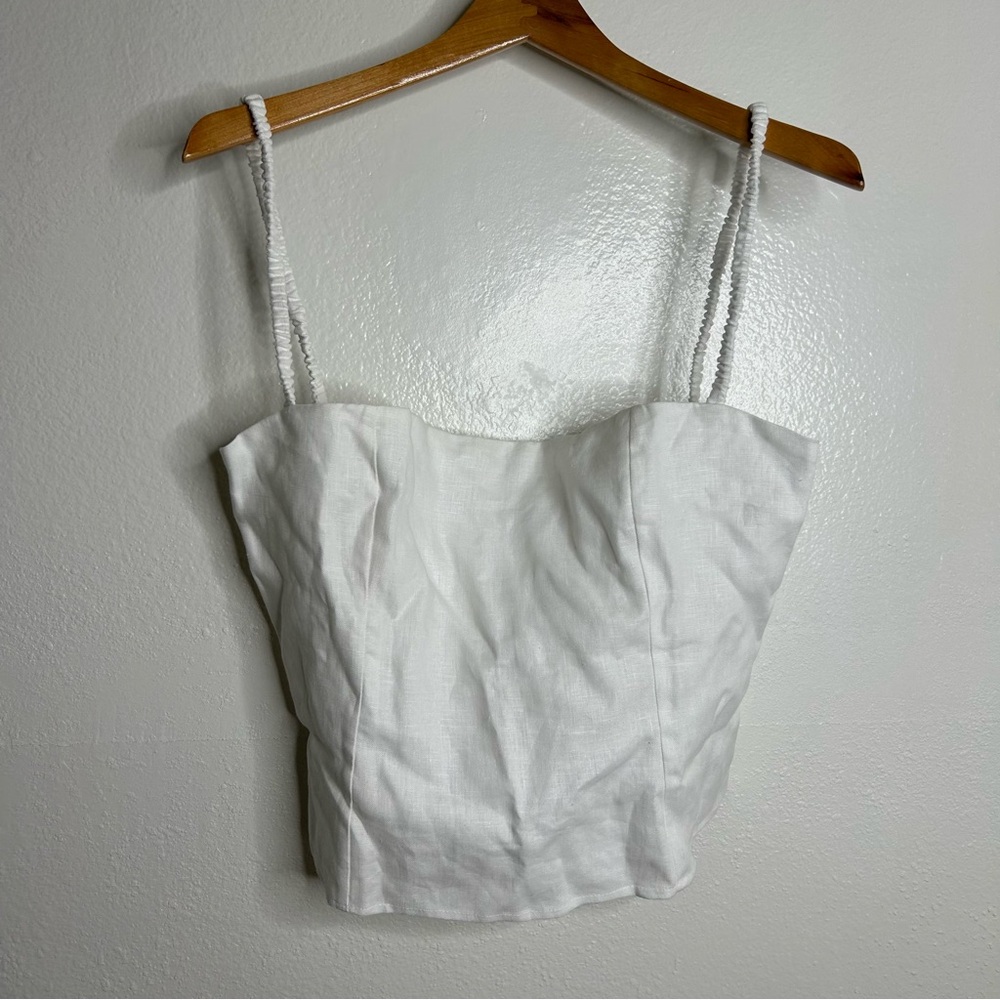 NWT Reformation 100% Linen White Strappy Tank Top Size XL